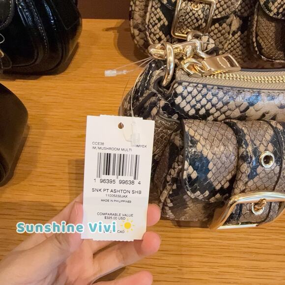 NWT Coach Ashton Bag Snake Print Leather CCE38 Mushroom Multi - Picture 3 of 14